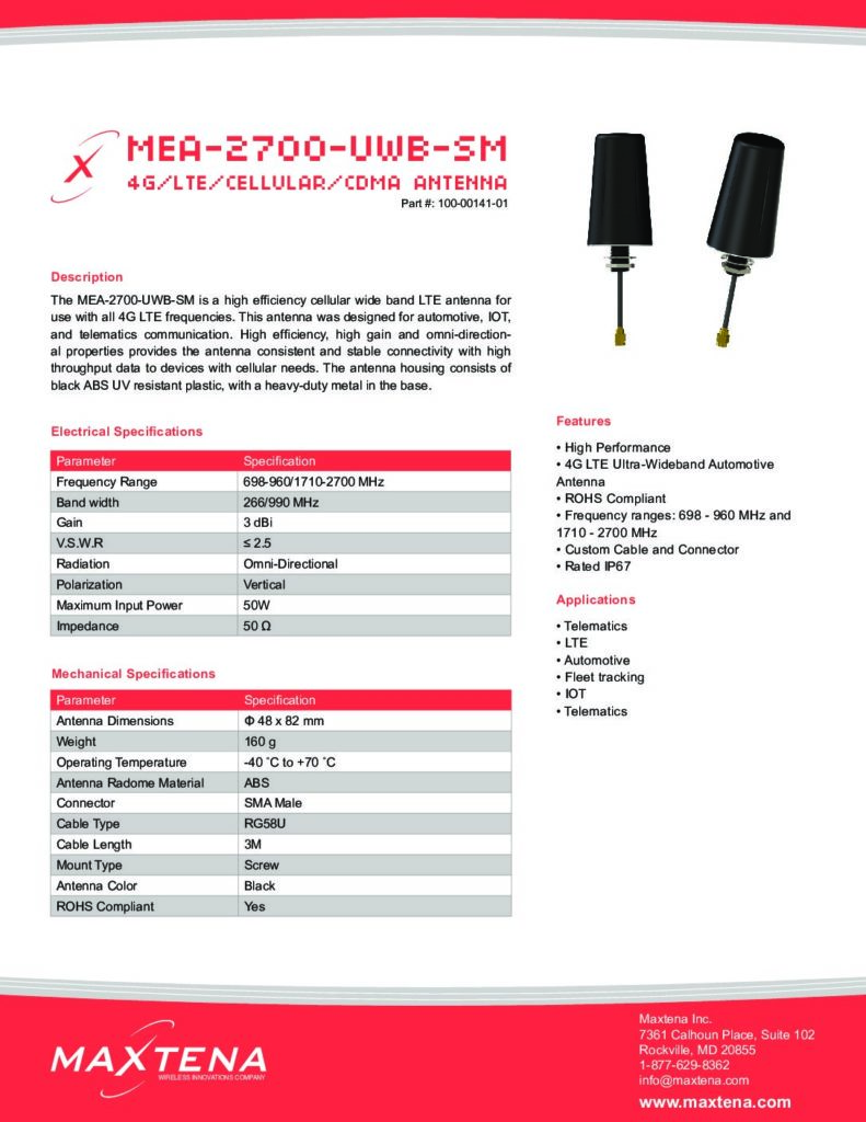 MEA 2700 UWB SM Datasheet 1 M2MOne NZ