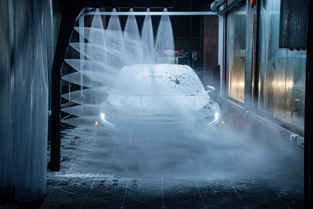 car being washed in car wash