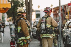 firefighters working